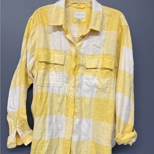 American Eagle Outfitters Yellow and White Plaid Shirt